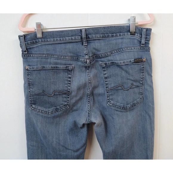 7 For All Mankind WM 34 Jeans Blue 5 Pockets Light Wash Zip Closure - Picture 5 of 7